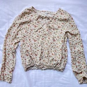 Floral yellow long sleeve top
